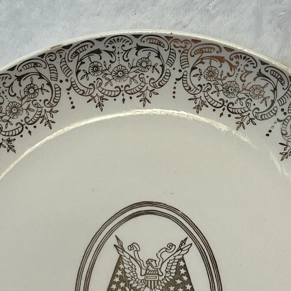 Glamour American Limoges Plate Daughters Of America Holy Bible 22K Gold Trim USA